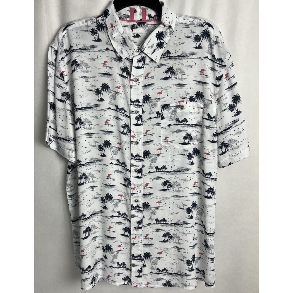 Age Of Wisdom Men's Shirt Size 2XL Flamingo Tropical Outdoors Modal Navy D28